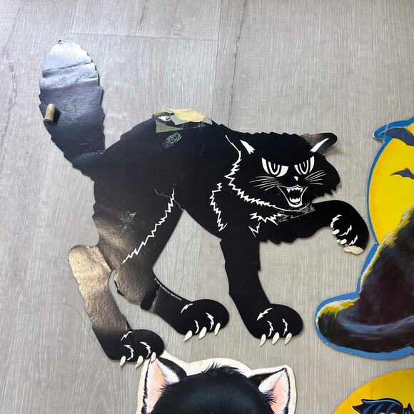 Lot of 4 Vintage Halloween Die Cuts EUREKA Black Cats Cute Scary - Picture 5 of 9